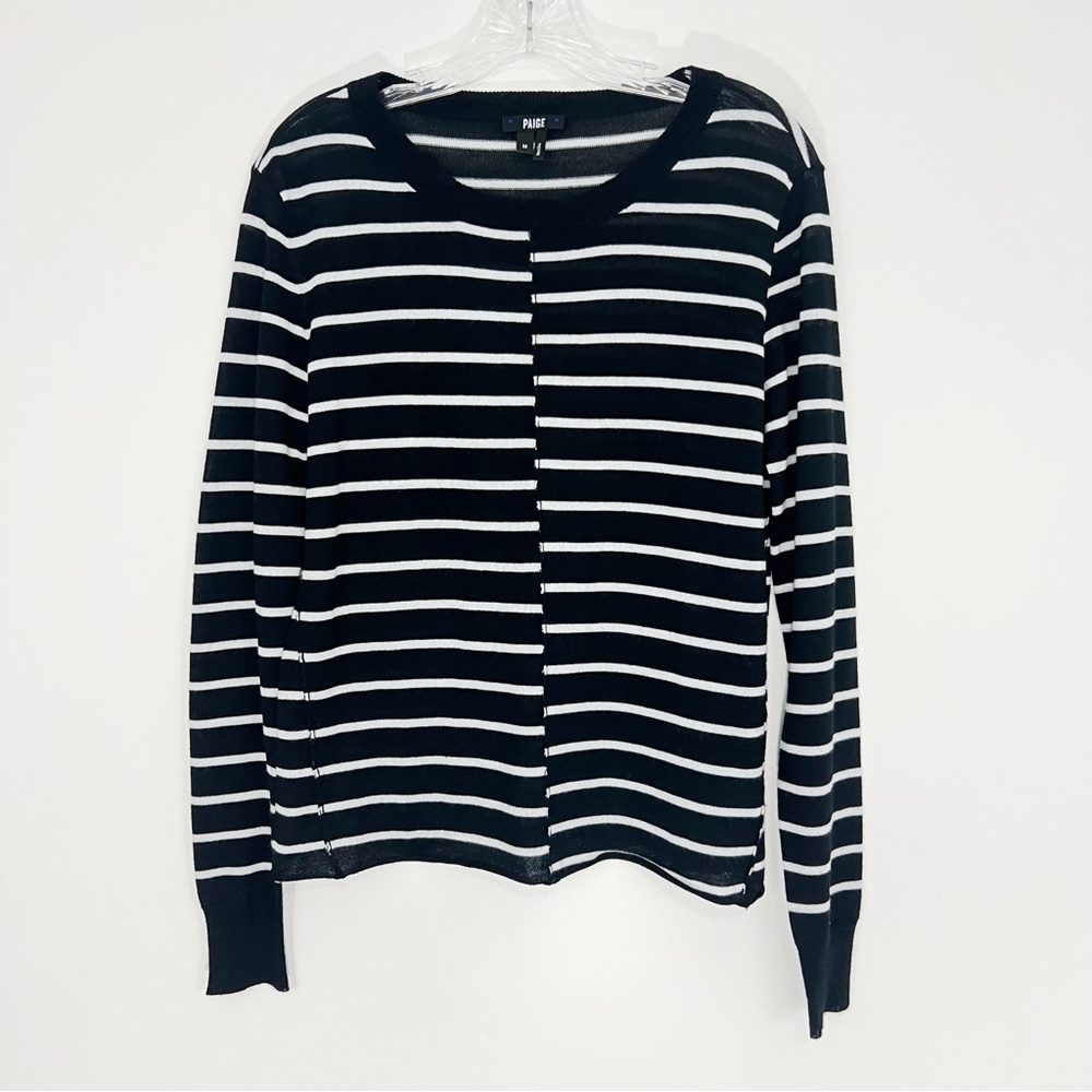 Paige Merino Wool Blend Black White Stripe Allie Sweater Size Medium